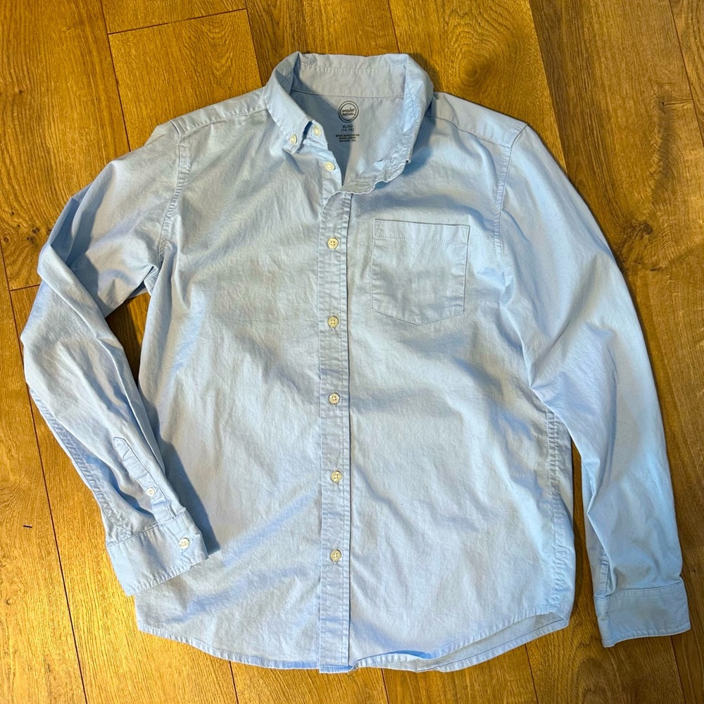 Light blue button down shirt youth XL
